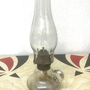 Antique Finger Lamp Glass Bell Font Kerosene/Oil Late 1800&#39;s Bed Lamp