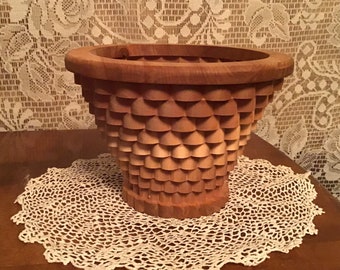 Wooden Planter Vase Treasures in Wood North Pole Alaska Unique Decor Rare