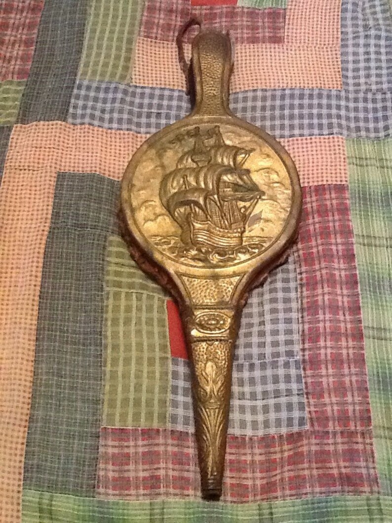 Fireplace Bellows 1800 S Tined Brass Ship Primitive Etsy