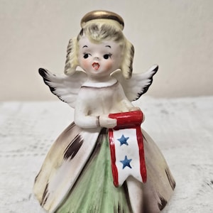 July Angel Girl Figurine Inarco Ceramic Adorable Holiday Decor