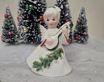 Lefton Angel Figurine with Mandolin MCM Christmas Decor