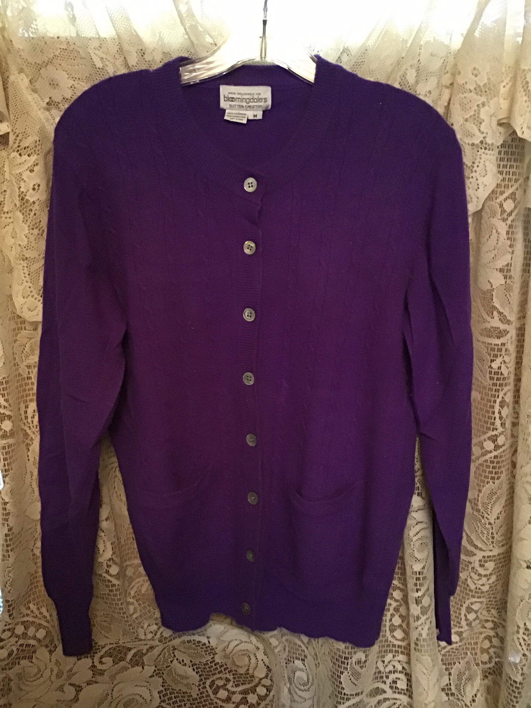 Bloomingdales Cashmere Cardigan Purple 
