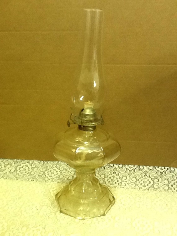 Glass Oil Lamp Tall Clear Chimney Antique Lighting Etsy