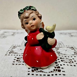 Napco Angel Girl Harp Figurine MCM Holiday Decor