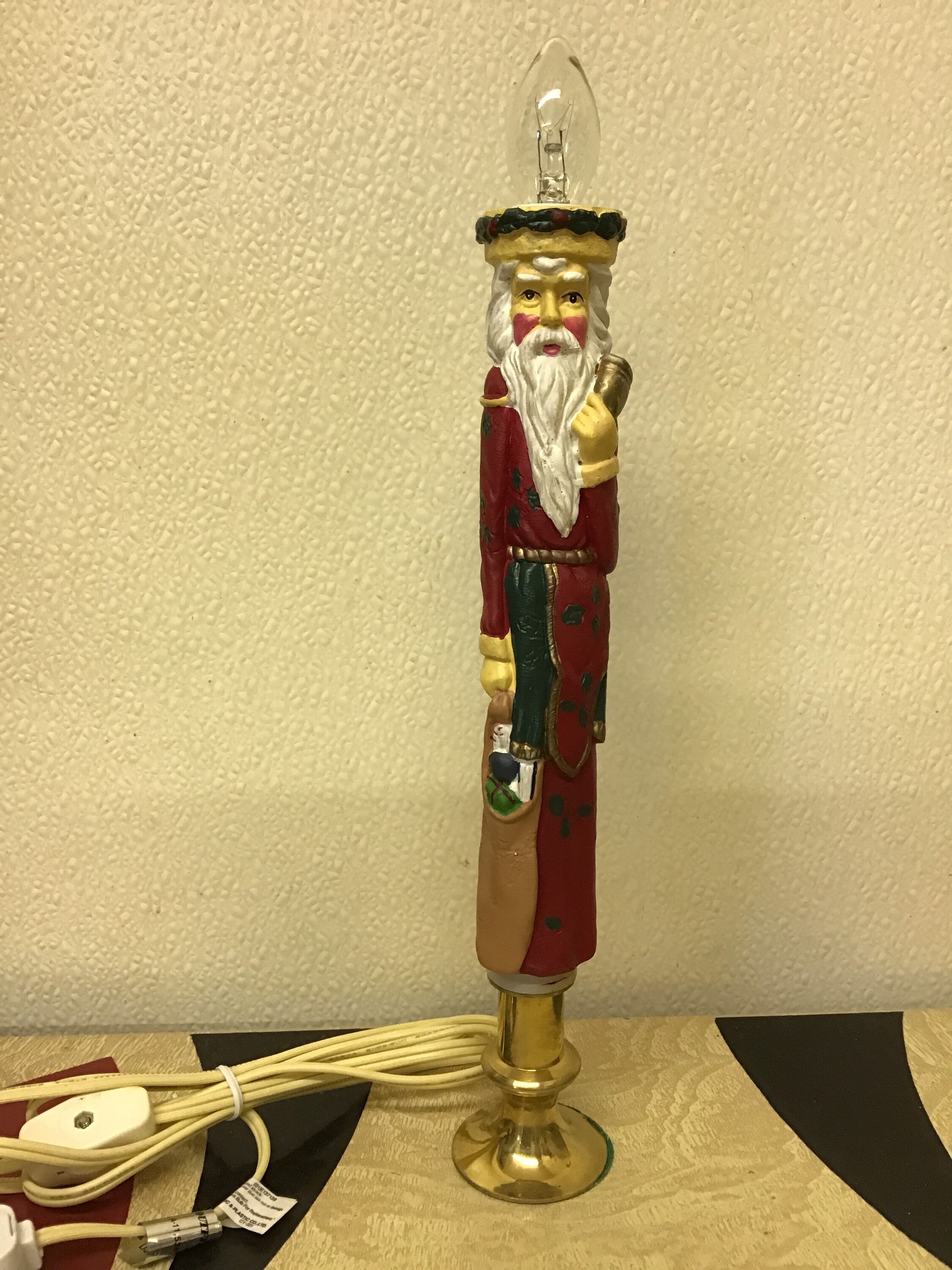 Santa Lamps Brass Eluceo Two Electric Christmas Candle Lights Etsy