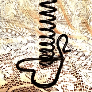 Primitive Candle Holder Spiral Heart Wrought Iron Farmhouse Decor