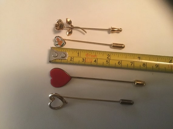 Valentines Day Stick Pin/Brooch Hearts & Rose Jew… - image 9