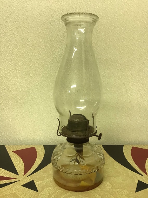 Eagle Glass Oil Lamp Teardrop Pattern Early 1900 s Rustic Lighting