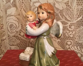 Goebel Angel Holding Child Figurine MIB Germany Rare