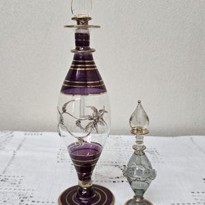 Vintage Perfume Bottles Egyptian Glass Hand Decorated