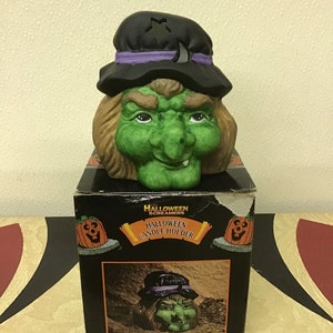 Witch Candle Holder Halloween Screamers Votive Lamp CVS Rare MIB