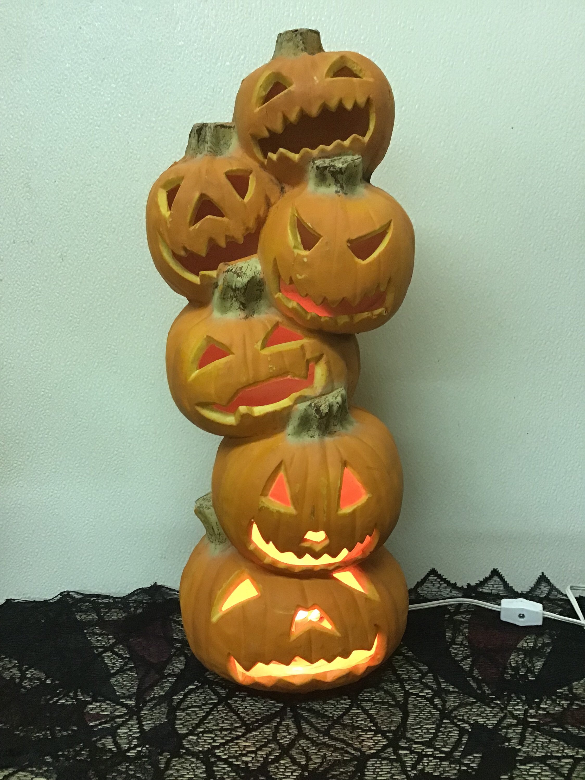 Trendmasters Stacked Pumpkin Blow Mold Light 1993 Halloween Etsy