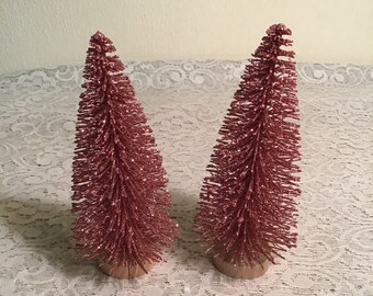 Easter Trees Pink Glitter Bottle Brush Easter Village