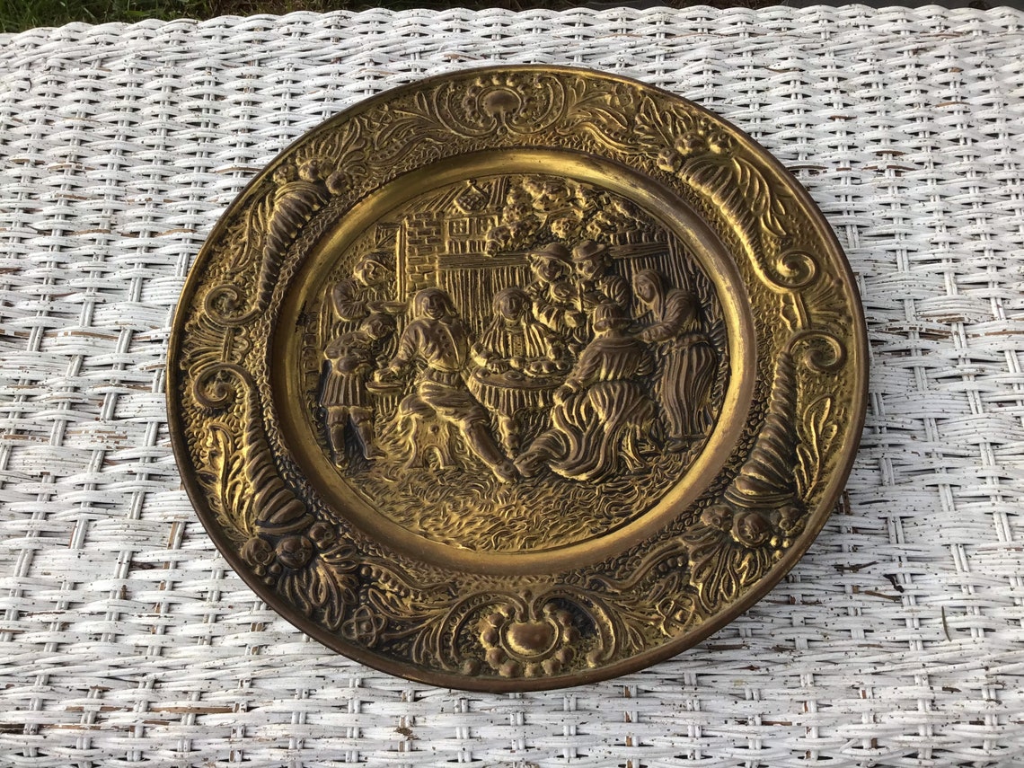 Antique Copper Plate Embossed English Tavern Scene Wall Etsy