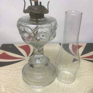 EAPG Glass Oil/Kerosene Pedestal Lamp 1800&#39;s Lighting