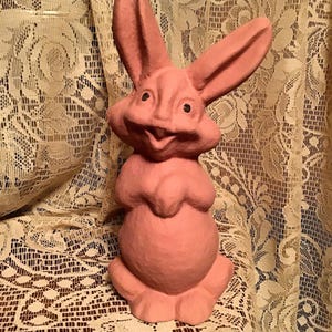 Paper Pulp Bunny Candy Container Antique Easter Decor