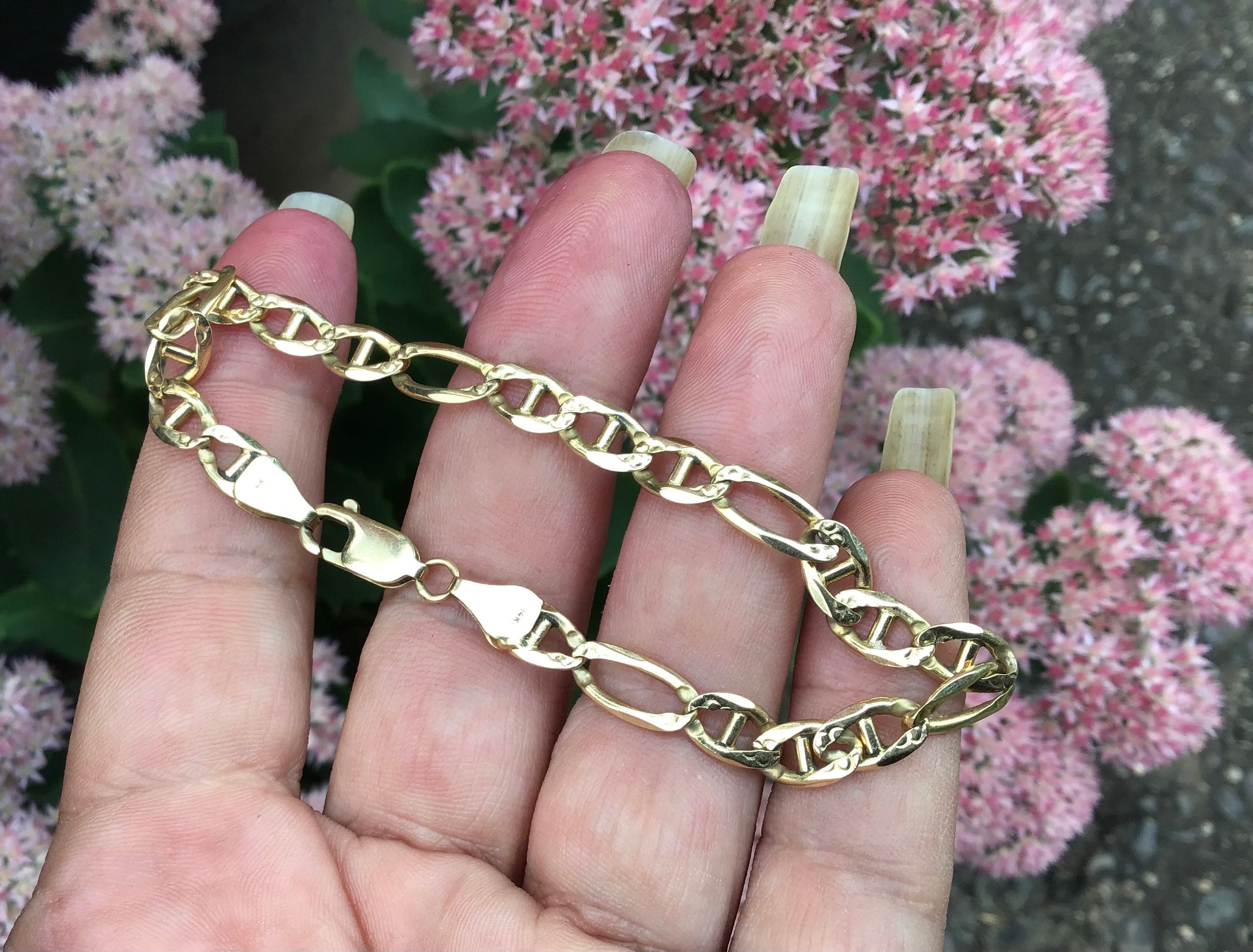 Gucci Figaro Link Bracelet 14k Yellow Gold 9.2 Grams Chunky Unisex