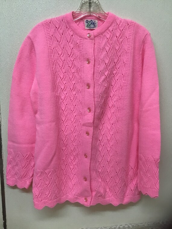 Pink Cardigan Sweater Women’s Large Vintage Azure 