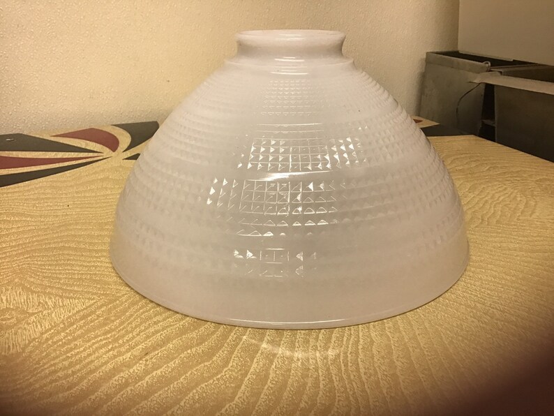 Milk Glass Torchere Shade Large Waffle Pattern Electric Table Etsy