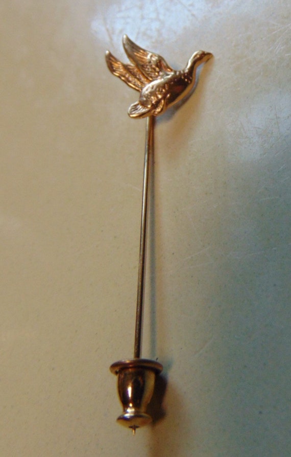 Duck Stick Pin 14k Yellow Gold Vintage 80's Jewel… - image 4