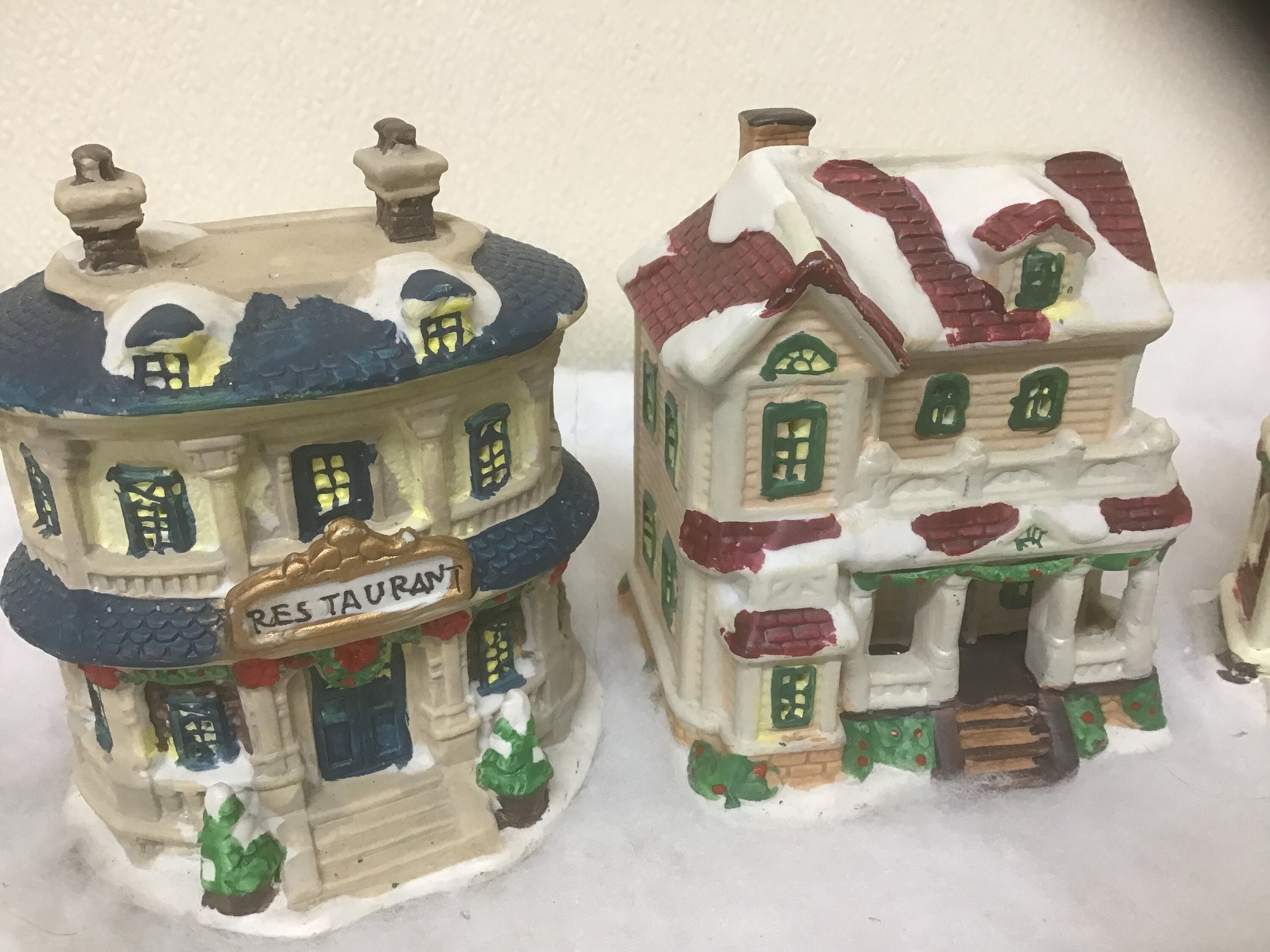 Cobblestone Corners Christmas Village Buildings Choose Church Post Office  Hotel