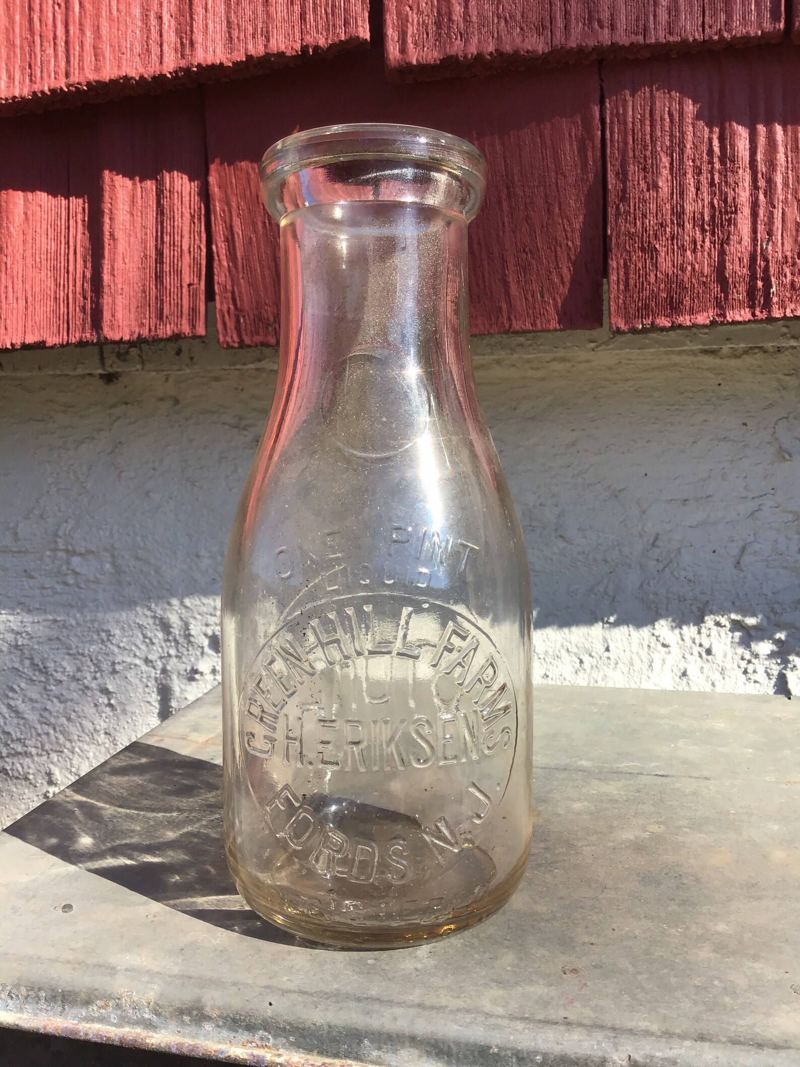 Glass Milk Bottle Fords NJ Green Hills Farms H. Eriksen 1 Pint Etsy