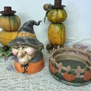 Halloween Pumpkin Candle Holders Autumn Decor Lot 1/2 Price SaLe