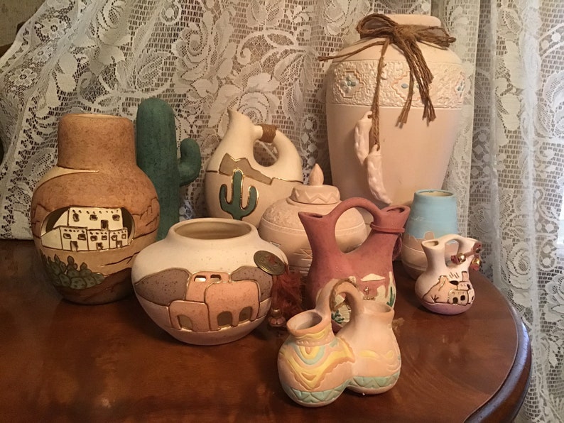 Pink Terra Cotta Vase Compote Aztec South Western Home Decor Etsy