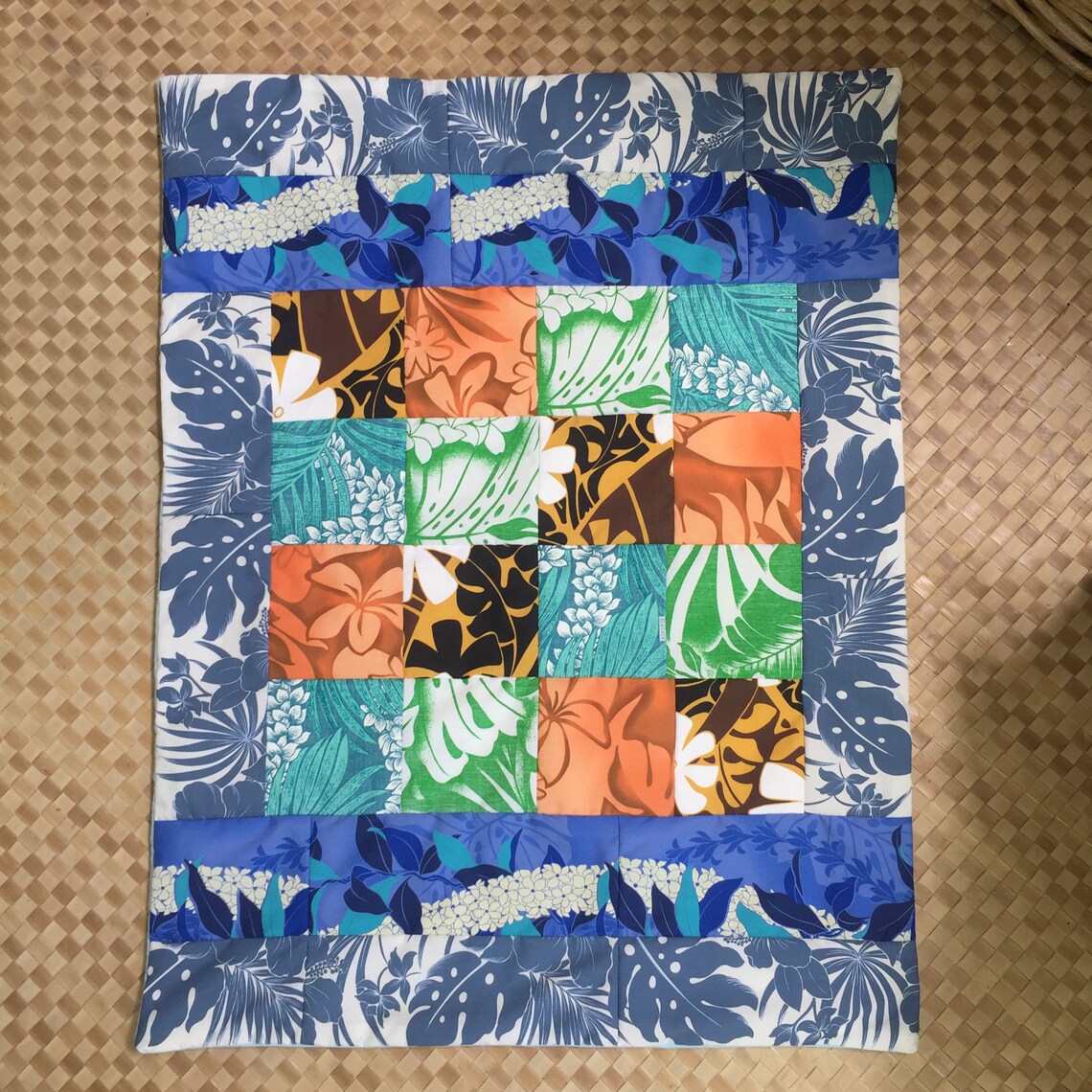 Hawaiian Patchwork Baby Blanket Blue Etsy