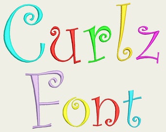 Curlz Font Embroidery Design - 7 sizes multiple formats available - Instant download