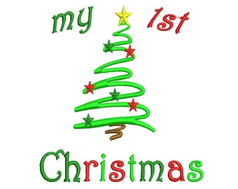 Christmas Embroidery Design - My 1st Christmas Instant Download 4,5,6,7 inch size