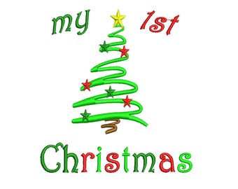 My First Christmas Embroidery Design - My 1st Christmas Instant Download 4,5,6,7 inch size