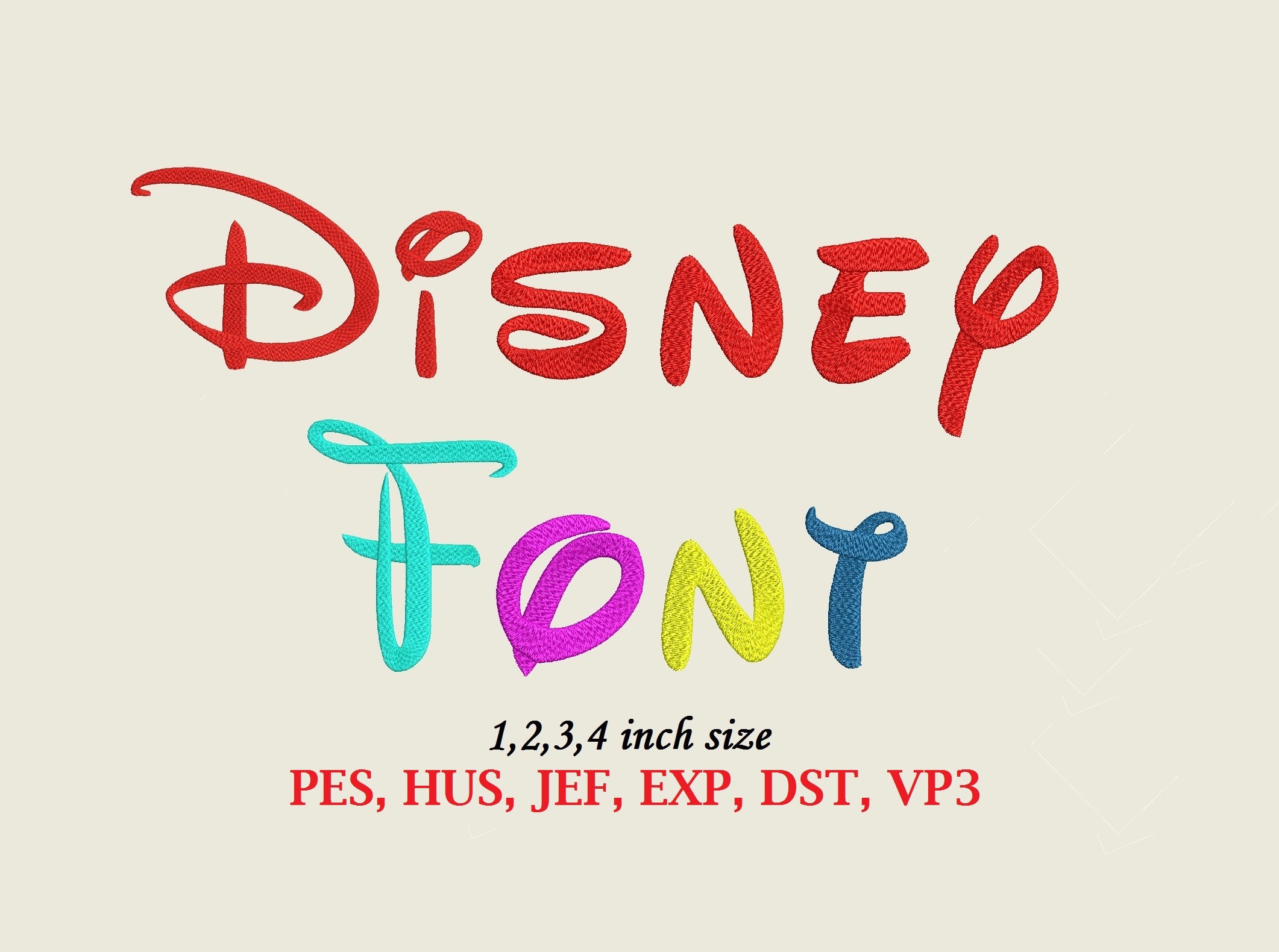 Walt DISNEY Font Embroidery 4 sizes instant download Etsy