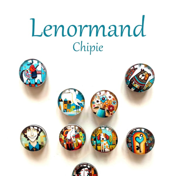 Oracle Le Petit Lenormand *Chipie*, 36 pieces, 20 mm glass dome, Divinatory,