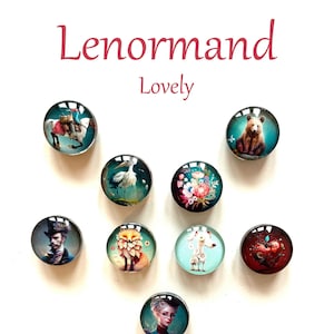 Oracle Le Petit Lenormand *Lovely*, 36 pièces, dome de verre 20 mm, Divinatoire,