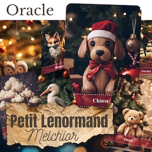 Oracle deck Lenormand *MELCHIOR * 36 cartes de divination Illustrations de Noël + guide PDF jeu divinatoire HANDMADE Français Anglais
