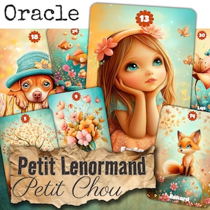 Oracle deck Lenormand *Petit Chou* 36 cartes de divination style livre d'enfant enfantin + guide PDF jeu divinatoire HANDMADE Fr ou En