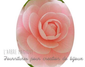 Oval cabochon 18 x 25 mm blooming rose flower romantic 1825c559