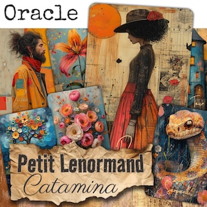 Orakeldeck Lenormand *Catamina* 36 Weissagungskarten im Boho-Stil + PDF-Anleitung Weissagungsspiel HANDGEMACHT Französisch oder Englisch