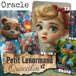 Baralho Oracle Lenormand *Oracâlin* V2 36 cartas de adivinhação brinquedo fofinho infantil + guia em PDF jogo divinatório FEITO À MÃO Fr ou En