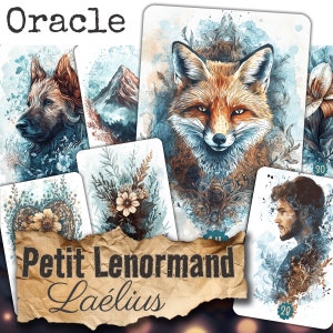 Oracle deck Lenormand *Laélius* 36 cartes Aquarelle Watercolor + guide PDF jeu divinatoire HANDMADE  Français ou Anglais