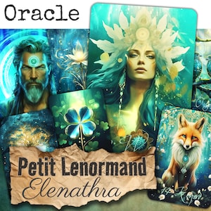 Orakeldeck Lenormand *ELENATHRA* 36 Wahrsagekarten Fantaisya verzaubert PDF Anleitung Wahrsagespiel HANDGEFERTIGT Französisch oder Englisch