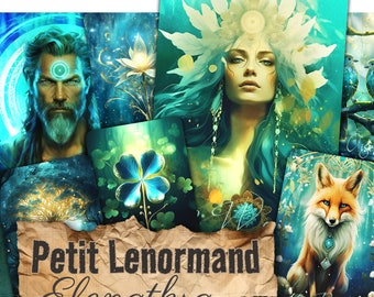Oracle deck Lenormand *ELENATHRA* 36 cartes de divination Fantaisya enchantée guide PDF jeu divinatoire HANDMADE  Français ou Anglais