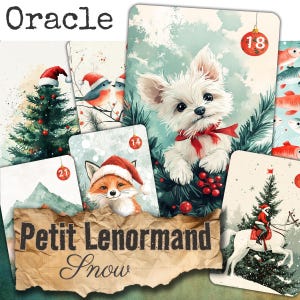 Oracle deck Lenormand *Snow* 36 cartes de divination Magie de Noël + guide PDF jeu divinatoire HANDMADE