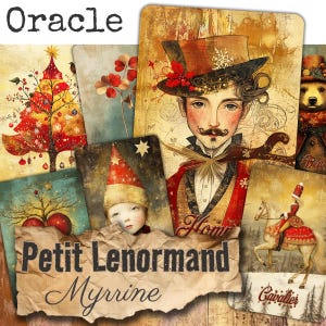 Orakeldeck Lenormand *Myrrine* 36 Karten Illustration von rot-goldenen Weihnachten + PDF-Anleitung Wahrsagespiel HANDGEFERTIGT Französisch oder Englisch