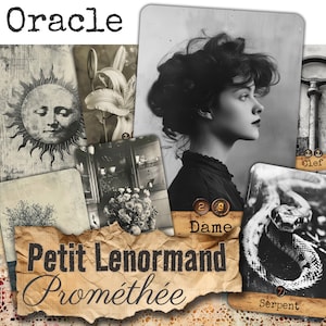 Orakeldeck Lenormand *Prometheus* 36 Wahrsagungskarten Retro-Illustrationen 1920 + PDF-Anleitung Wahrsagespiel HANDMADE Französisch Englisch