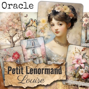 Orakeldeck Lenormand *LOUISE* 36 Wahrsagekarten romantische Malerei 1800 + PDF-Anleitung Wahrsagespiel HANDGEFERTIGT Französisch oder Englisch