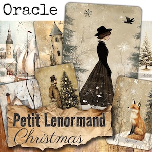 Oracle deck Lenormand *Christmas* 36 cartes de divination Illustrations de Noël + guide PDF jeu divinatoire HANDMADE Français Anglais
