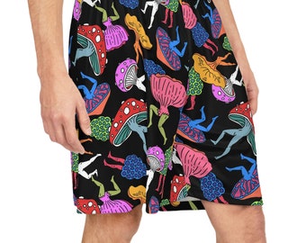 Basketball Shorts - Trippy Mushrooms - Psychedelia - Colorful Sportswear - EDM Raver Fashion - Men's Activewear
