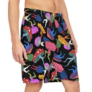 Basketball Shorts - Trippy Mushrooms - Psychedelia - Colorful Sportswear - EDM Raver Fashion - Men&#39;s Activewear